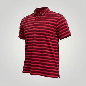 Under Armour Polo Shirt Mens XL Red Striped HeatGear Performance Loose Fit Sport